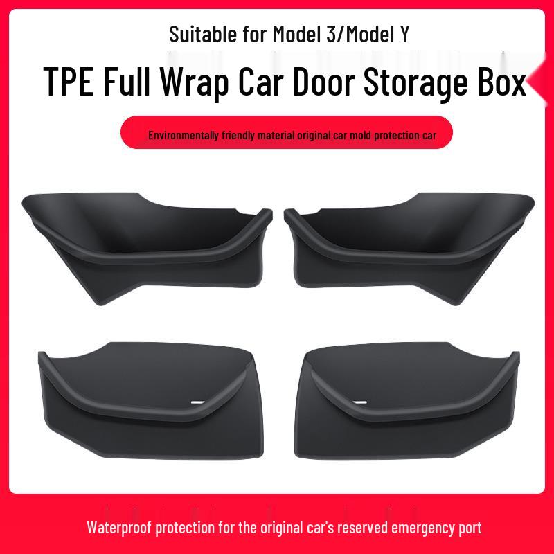 Velour-Padded Protective Liners for Tesla Model 3 Door Compartments