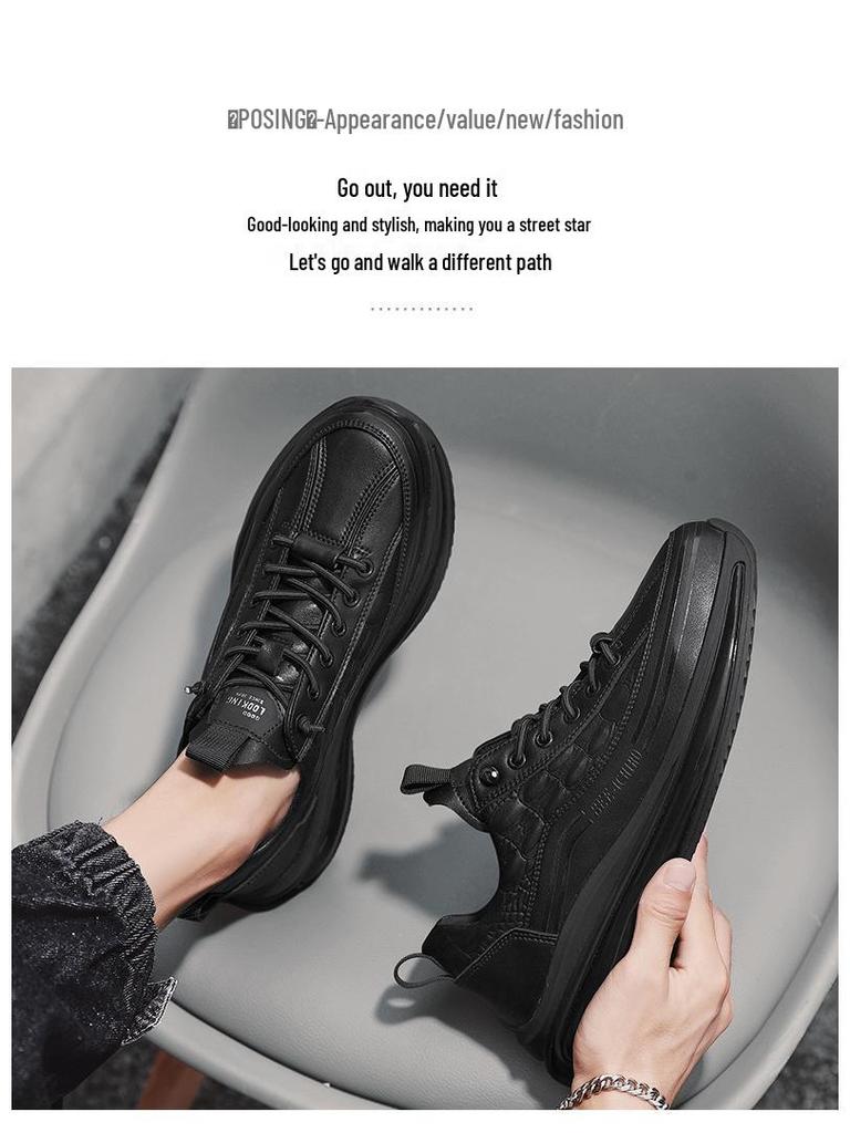 Bee Wolf British Style Men's Genuine Leather Crocodile Sneakers