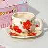 Creative Cute Flower Ceramic Coffee Mug Simple Couple Mug Exquisite Afternoon Tea Dessert Cup Office Mug Birthday Gift Art Decor