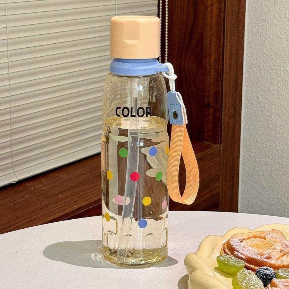 Lightweight Cartoon Portable Water Bottle Plastic Cute Straw Cup Large Capacity Sports Fitness Cup Home School Decor