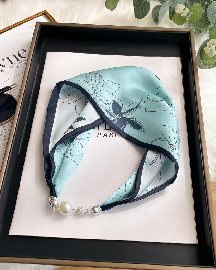 New Small Silk Scarf Magnetic Buckle Headband Neck Protection Professional Scarf Striped Versatile Fashion Scarf Silk Scarf Women