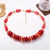 Bohemian Ethnic Fashion Creative Irregular Geometric Resin Beaded Choker Necklace Women Indian Statement Retro Necklace Jewelry