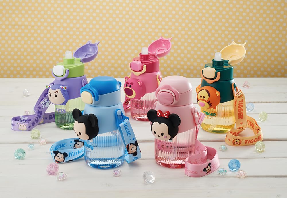Skater 590ml Water Bottle with Disney Tsum Tsum and Tigger Mascot Cute Straw for Boys and Straw, Design, Type, Girls, Kids, PMSHP6-A