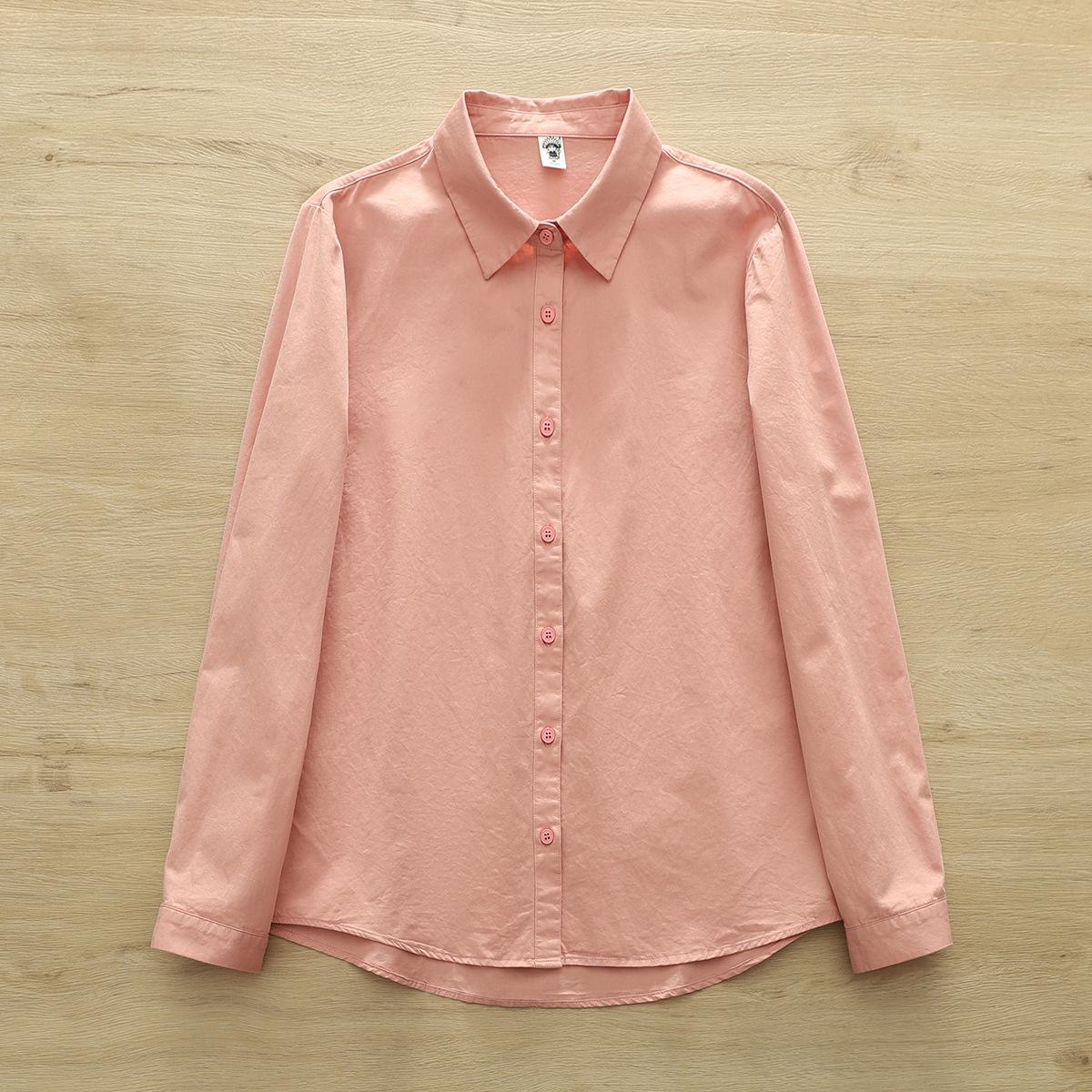 

Women s Pure Cotton Long Sleeve Polo Shirt - Solid Color Casual Medium рожевий