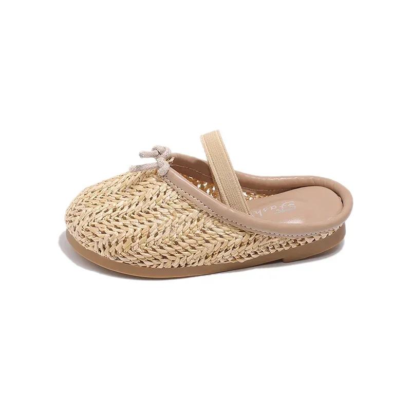 Sandali da Bambina 2024 Estivi Nuova Moda Morbidi Comodi Chic Intrecciati Antiscivolo Casual Versatili Scarpe da Spiaggia Fresche