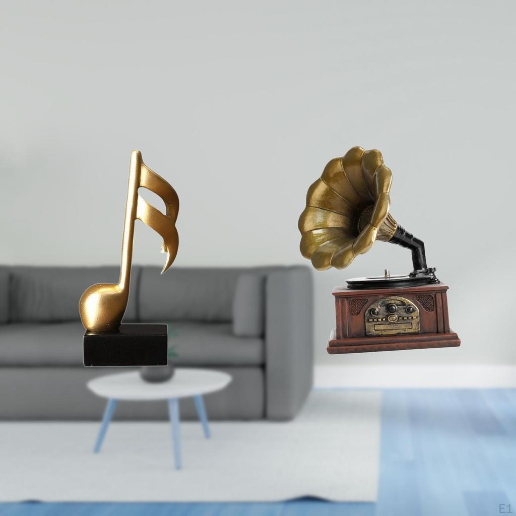Creative Resin Music Note Figurine Vintage Tabletop Ornament Collectible Sculpture Retro Centerpiece