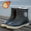 Fashion short tube women's waterproof shoes rain shoes student trend rubber shoes velvet warm non-slip rain boots women
