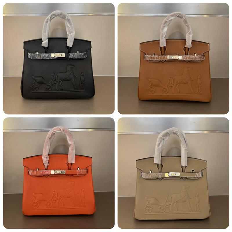 2026 New TOGO Leather Pressed Convex Mark Carriage Platinum Bag Genuine Leather Women's Bag First Layer Cowhide European and American Hand Bag