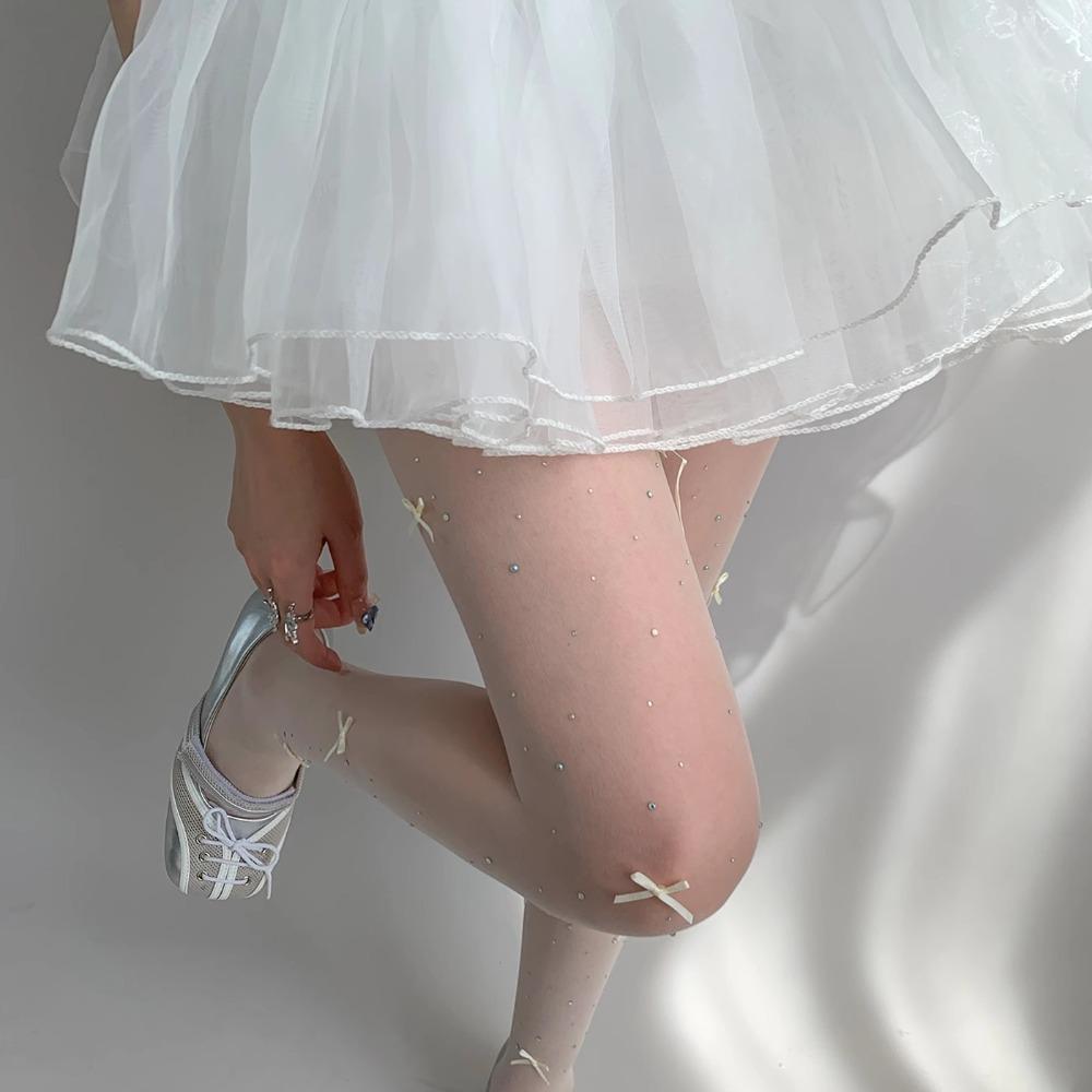 

Butterfly Knot Lolita Tights Shiny Diamond Diamond Tights Sexy Butterfly Knot Stockings Girls Black black bow