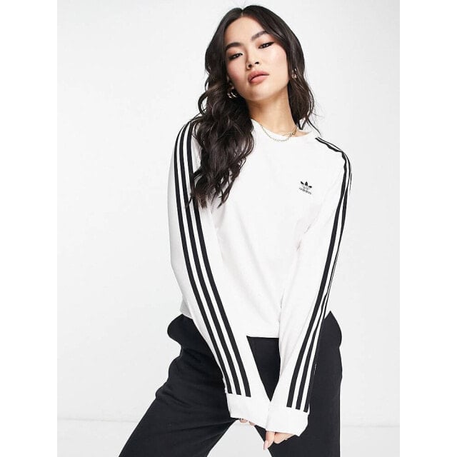 

Белая футболка с длинным рукавом с 3 полосками adidas Originals adicolor