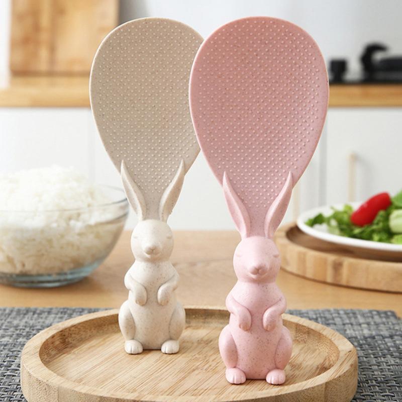 Home Wheat Straw Rice Spoon Can Stand Up Rabbit Rice Shovel Rice Cooker Rice Spoon Creative Non-Stick Rice Cartoon Rice Spoon