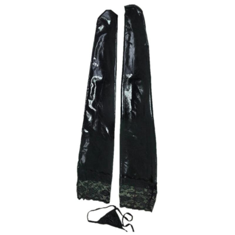 Women Sexy Lingerie Latex Thigh High Stockings PU Leather Wetlook Clubwear Socks