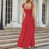 Fashion Bohemian Style Beach Dresses For Women Sleeveless Sexy Backless Maxi Sling A-line Dress Casual Party Vestidos 2024 Summer