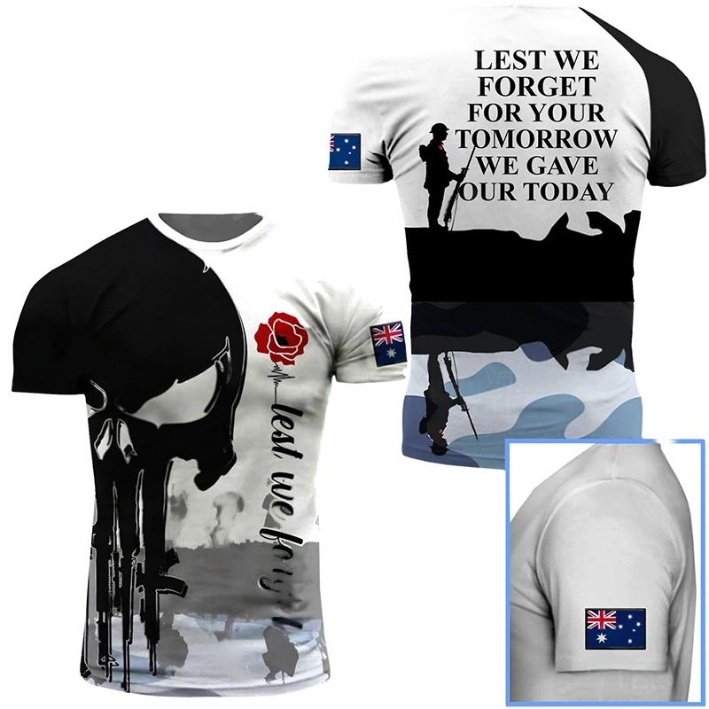 Australian Forest Camouflage T Shirt for Men Tops Tee Shirts 3D Printed Jungle Short Sleeve