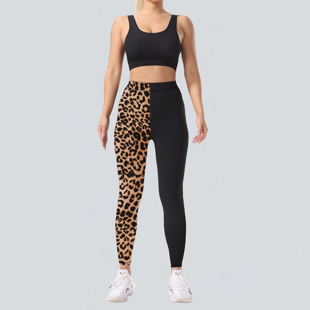 Pocket Style High-Waisted Yoga Pants Women's Leopard Print Fitness High-Stretch Butt-Lifting Sports Leggings
