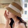 Straw Hat Women's Summer New Small Edge Sunshade Sunscreen Bucket Hat Women's Seaside Vacation Polka Dot Bow Basin Hat