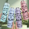 1PC Psalm 91 Bible Verse Text Pattern 750ml Color Plastic Sports Water Bottle Leakproof Flip Straw Lid Suitable for Sports Office Home Use