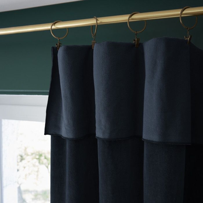 Lot de 2 rideaux ajustables + 8 anneaux pince "César" 140 x 270 cm Velours de Coton - César Minuit
