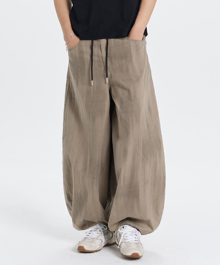 Gicheol Dyed Balloon Cotton Pants (Washed Beige)
