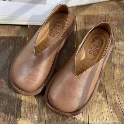 Mocassini Pelle di Lusso Casual Punta Tonda Piatto Calzature da Donna Marrone Piatte Scarpe da Donna Ingrosso Y2k Con Vintage Social