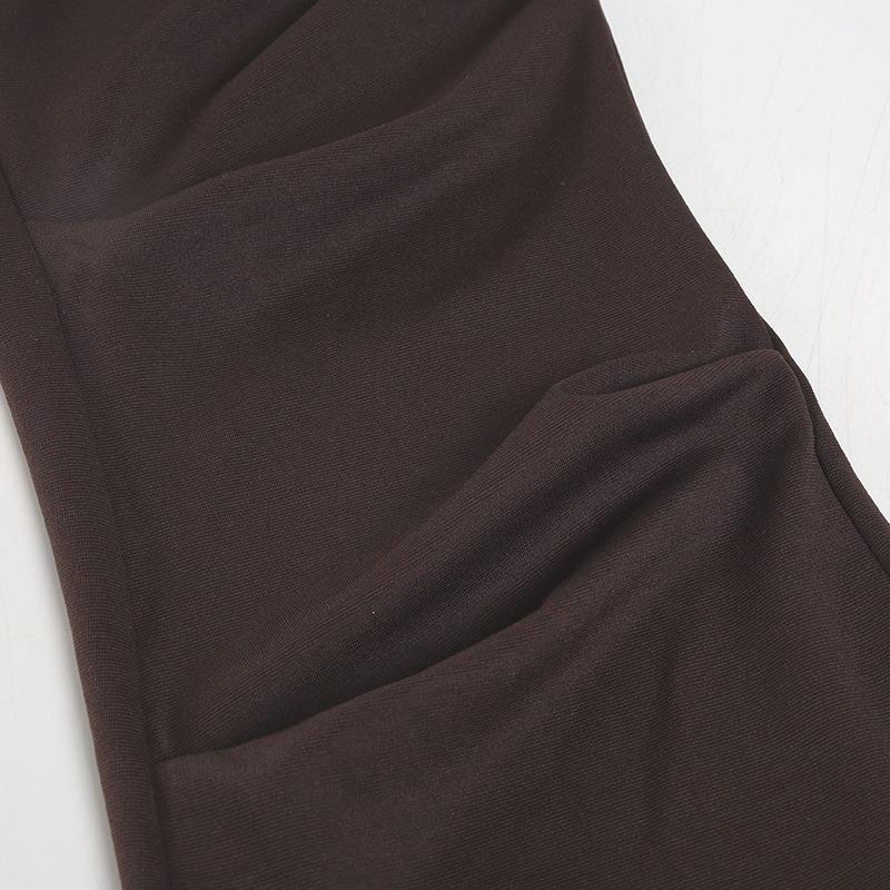 Women's Retro False Two-piece Micro Trousers Trouser Skirt Design Sense of Pure Colour Pleated Slim Thin Fashion Casual Trousers