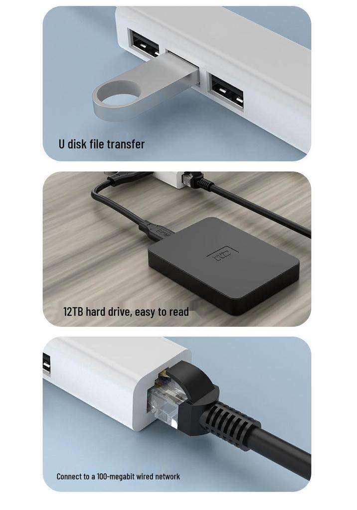 RJ45 + USB 2.0 Hub Network Card with Gigabit Support