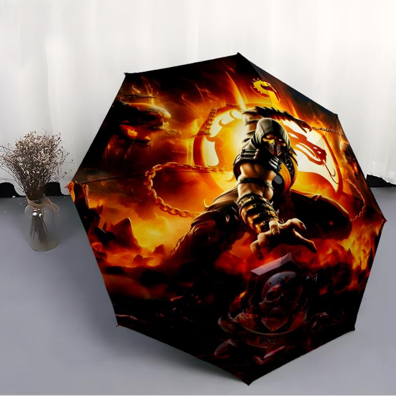 1pc M-mortal Kombat Umbrella, Sun Protection, And UV Shielding. It Has Eight Sturdy Ribs for Outdoor Use And Perfect As a Holiday Gift