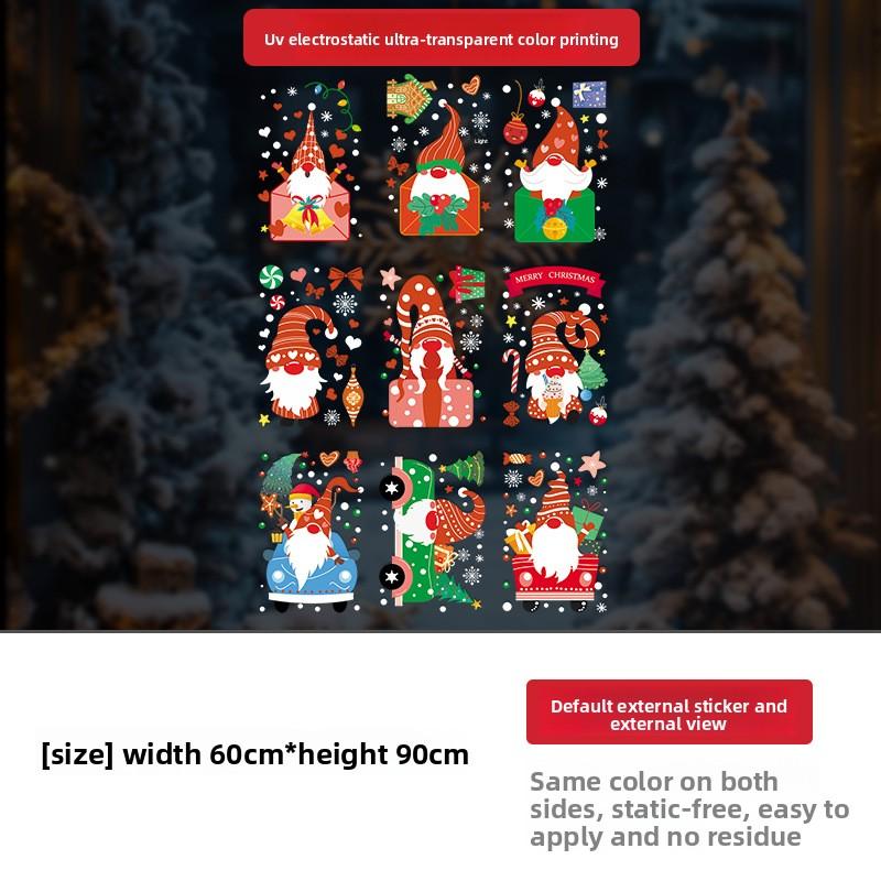 

Santa Claus Decorations, Snowflake Electrostatic Stickers, Festive Atmosphere, Scene Arrangement, Glass Door and Window Stickers
