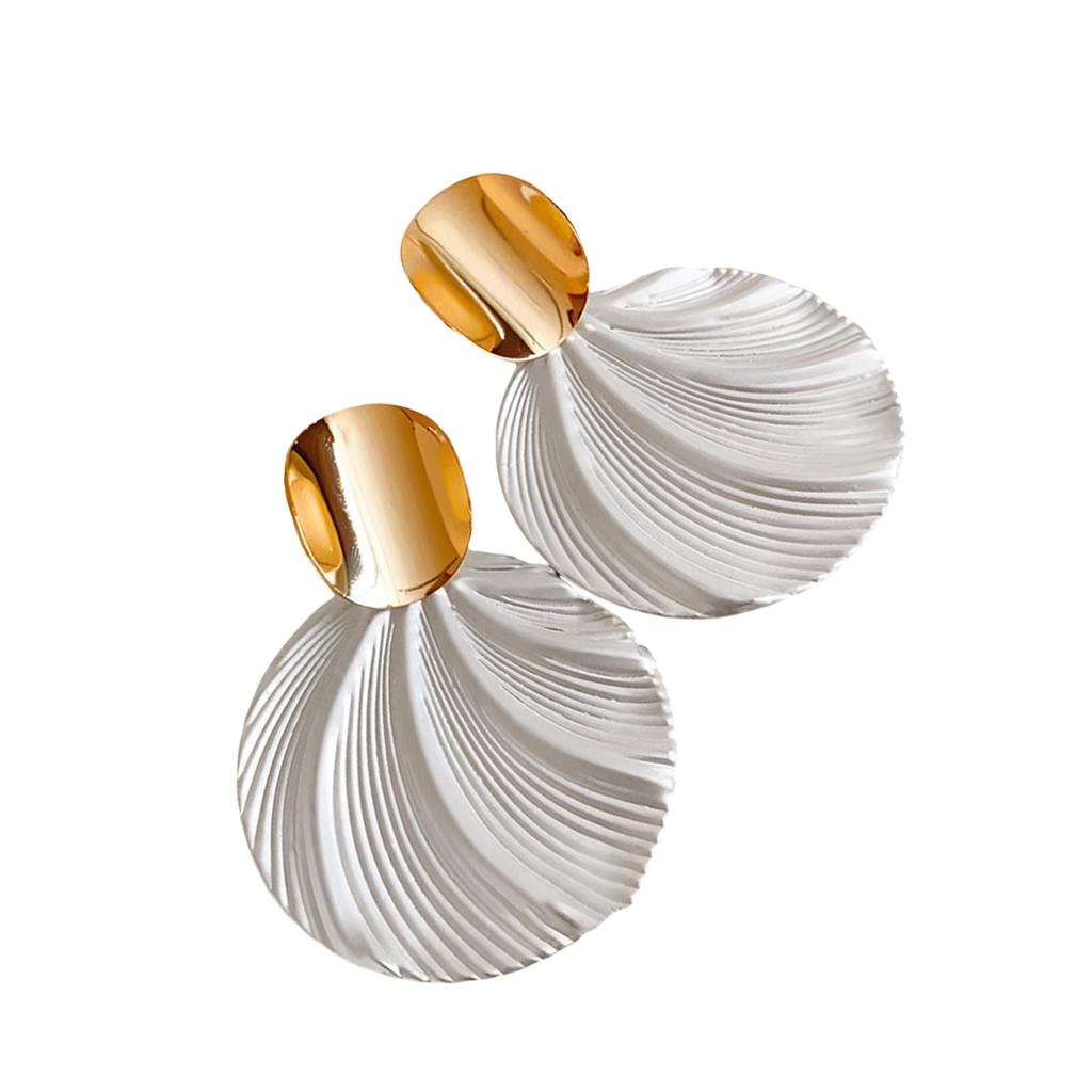 Vintage Inspired Dangle Earrings Geometric Round Sea Shell Charm Studs Earrings Fashion Ear Accessories for Ladies