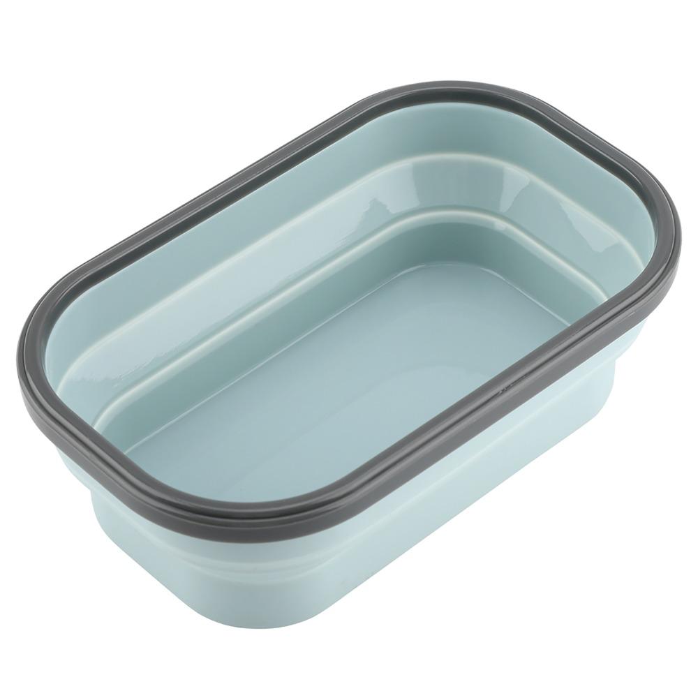 Blue/Pink/Green Foldable Lunch Box Silicone Fruit Storage Box  For Outdoor Travel