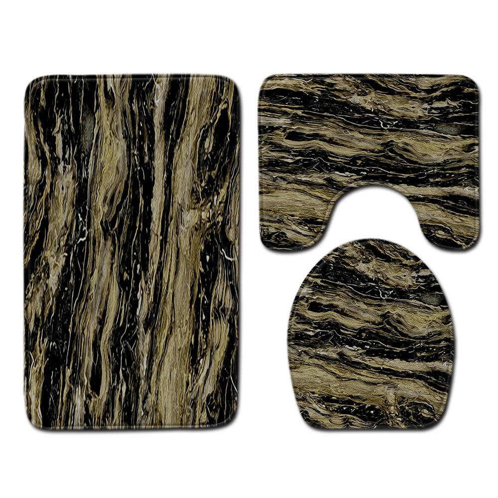 Wood Grain Board Texture Toilet Carpet Set Bathroom Non-Slip Floor Mat Doormat