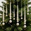 White Christmas Tree Ornaments Beaded Pearl Christmas Tree Hanging  Festival Supplies
