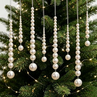 White Christmas Tree Ornaments Beaded Pearl Christmas Tree Hanging  Festival Supplies