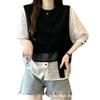 Summer new French fake two-piece vest splicing short-sleeved shirt women's loose and thin versatile top 1871 foreign style