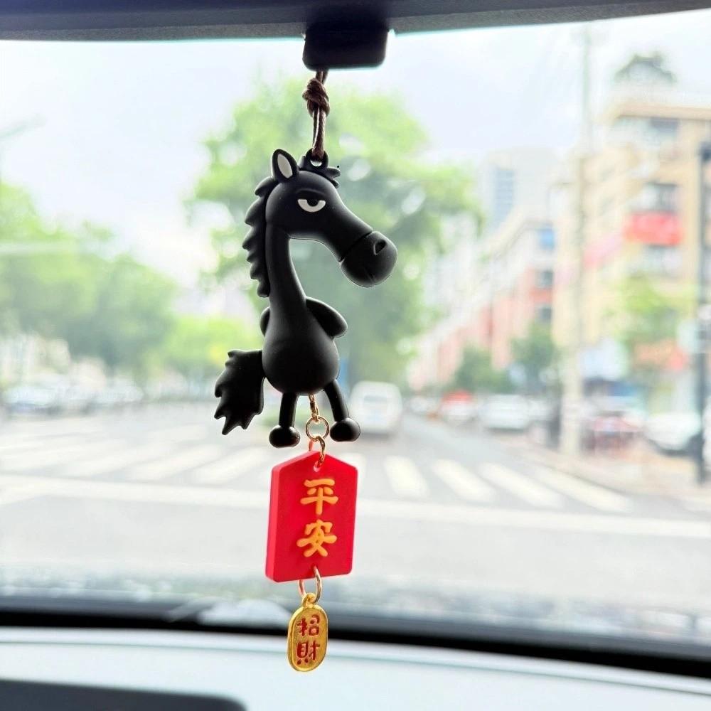 Traditional Chinese New Year Decoration Zodiac Pony Figurine Car Ornament  Festive Decor