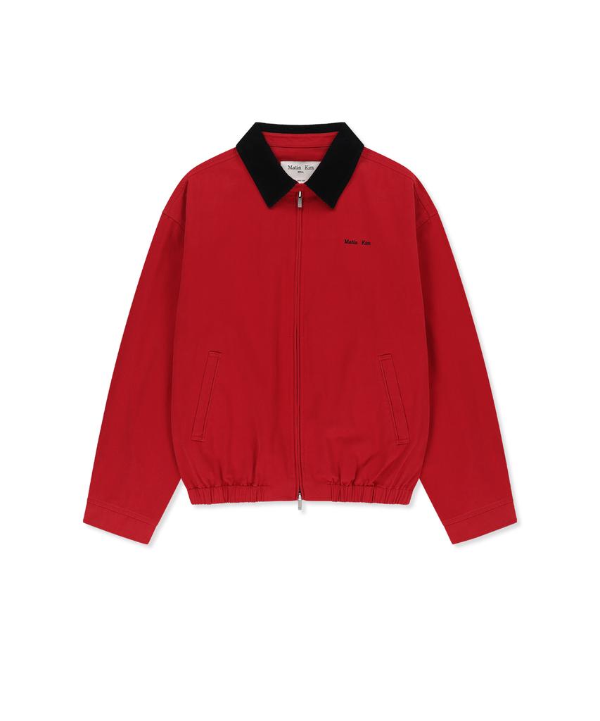 MATIN KIM Corduroy Contrast Trim Blouson Jumper In Red