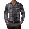 Men's Striped Plaid Casual Loose Button Lapel Long Sleeve Jacket