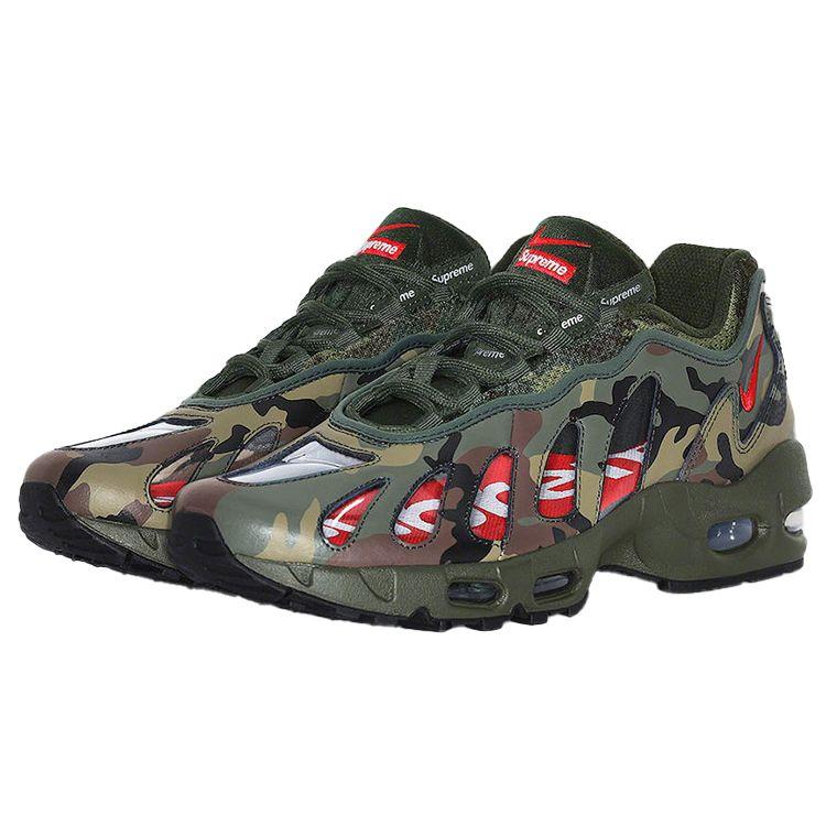 Sneakers Uomo Supreme x Nike Air Max 96 Camo Verde Dark-Army Rosso Speed CV7652-300