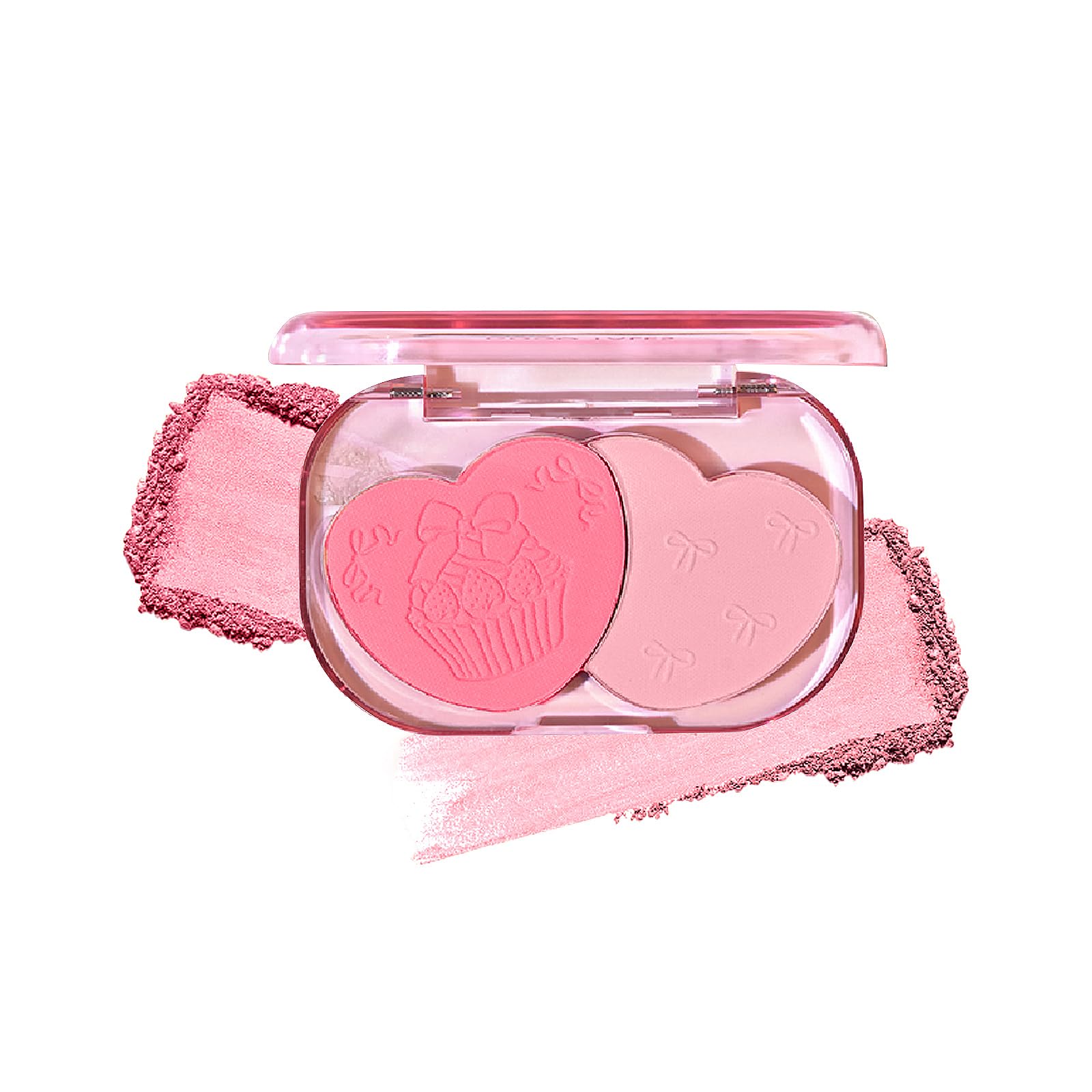 

HOJO WOO Double Color Cheek Powder Blush: Natural flush, translucent finish, long-lasting, soft-focus, can be used as both blush and eyeshadow,