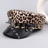 Spider Hoop Riveted Flat Top Cap Spice Girl Style PU Leather Captain Caps New Newsboy Hat