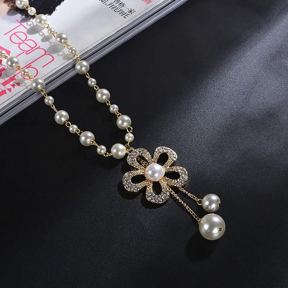 1Pcs Vintage Pearl Chain Elegant Temperament Sweater Chain Women's Jewelry Accessories