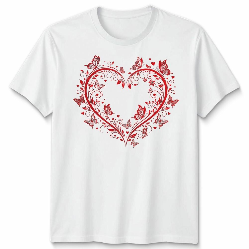 Filigree Heart Butterfly Valentines Day Occasions Unisexs Unisexs Graphic Tee