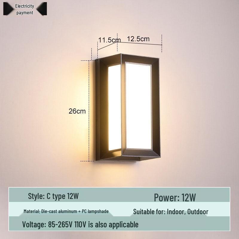 Waterproof Minimalist LED Wall Light with Smart Sensor for Outdoor Use