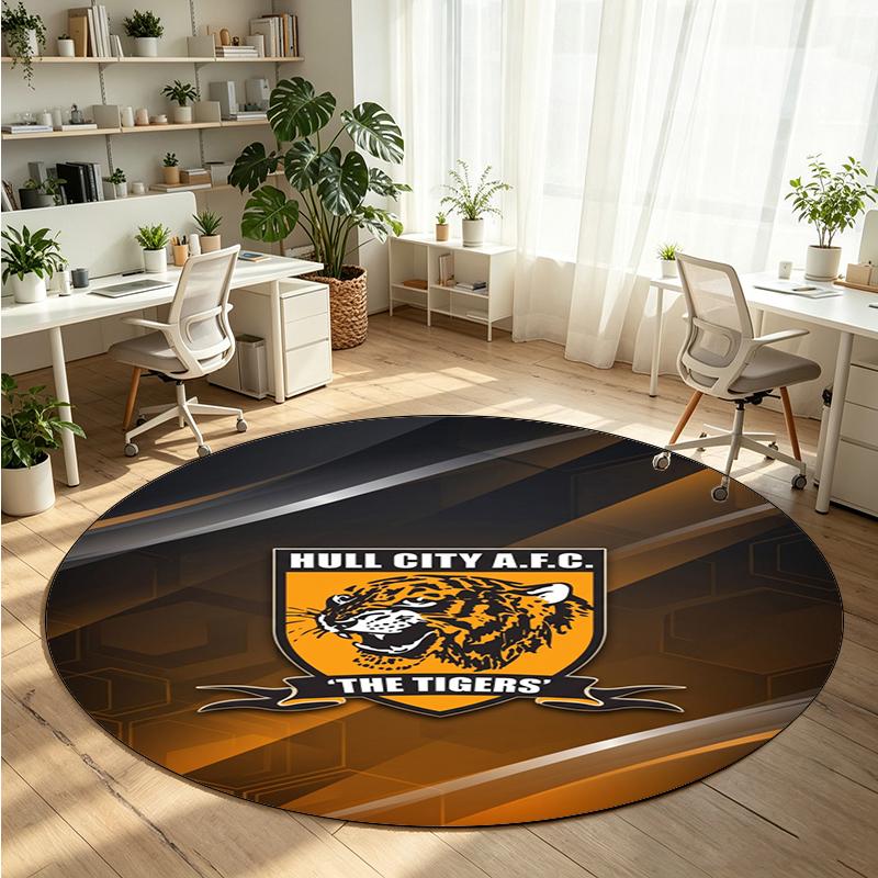 Hull FC Printed Round Crystal Velvet Rug Soft Non Slip Floor Carpet For Bedroom Holiday Gift