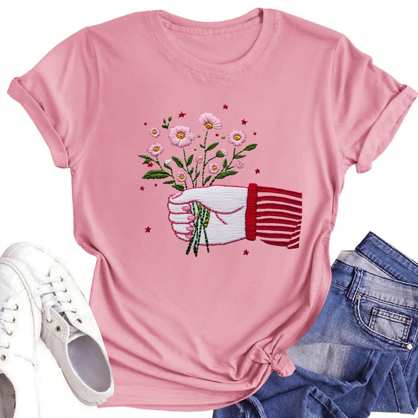 

Футболки с короткими рукавами для женщин, модные топы, легкие и мягкие повседневные летние наряды, одежда M розовый