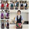 Multi-functional Polyester Work Apron Waterproof Button Design Kitchen Apron Vintage Ethnic Style Suit Collar Apron Home Use