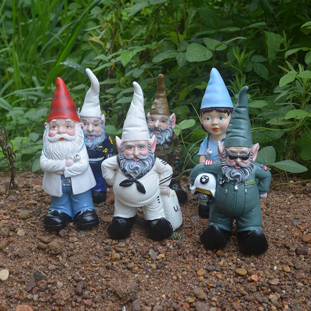 Creative Resin Gnome Elf Doctor Nurse Pilot Garden Ornament