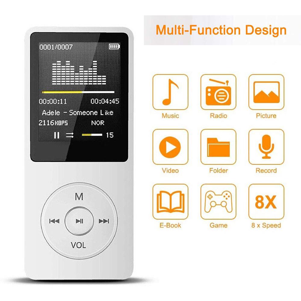 Portable MP3 Player With LCD Digital Display FM Radio Video Hifi MP3 Player E-books Support Bluetooth Lossless Music Player