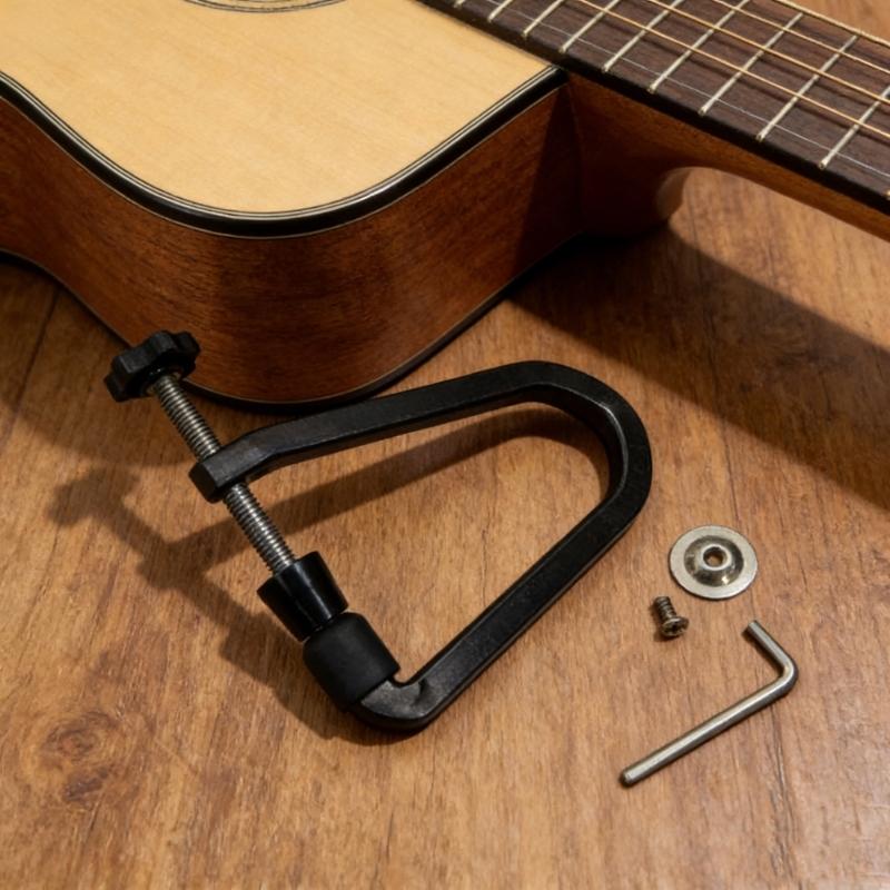 Klassische Gitarrenbrücken-Klemmenwerkzeugsatz mit austauschbarem Druckkopf und mitgeliefertem Schraubenschlüssel für Montage und Einstellung