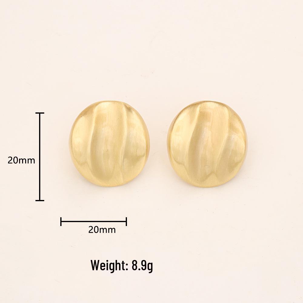 European & American Matte Gold Brushed Stud Earrings - High-End Fashion Simple Earrings